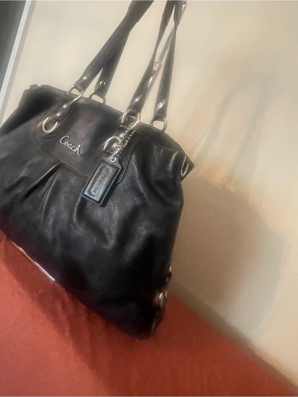 Coach Ashley Black Leather Convertible Satchel - Picture 2 of 12